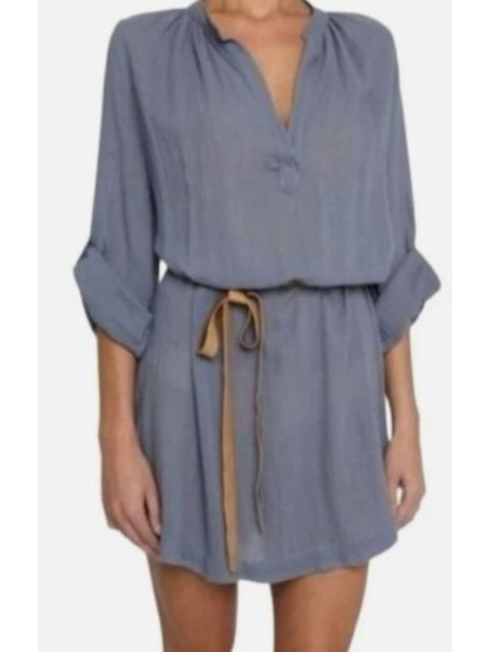 Eberjey Summer of Love Darwin Gauzy Cover-Up Dress, Gray/Blue, Size M/L